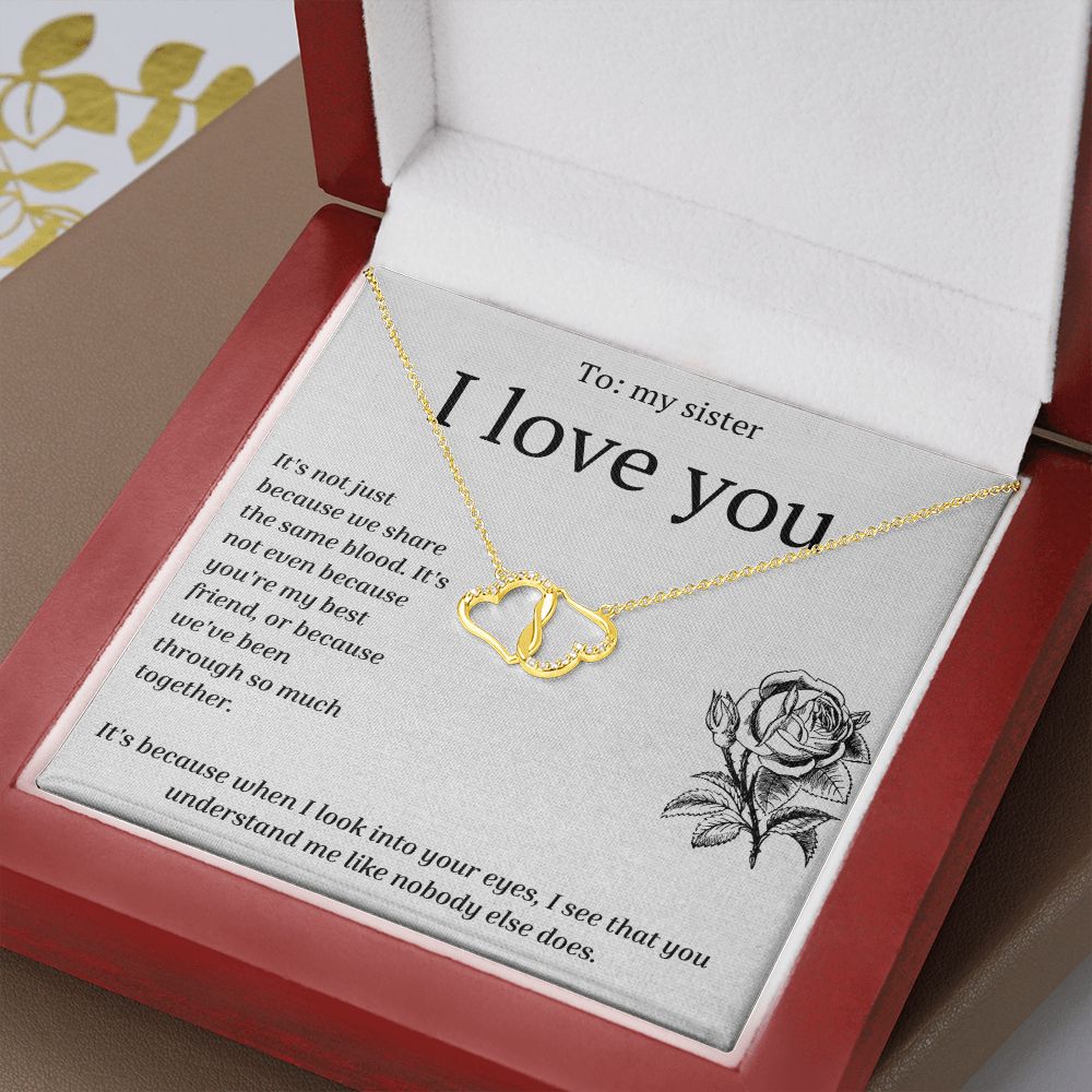 Two Hearts Entwined Diamond Necklace: To My Sister