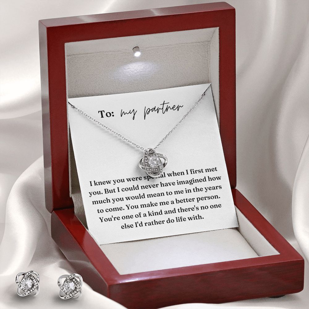Love Knot Necklace and Earring Set: I Knew You Were Special