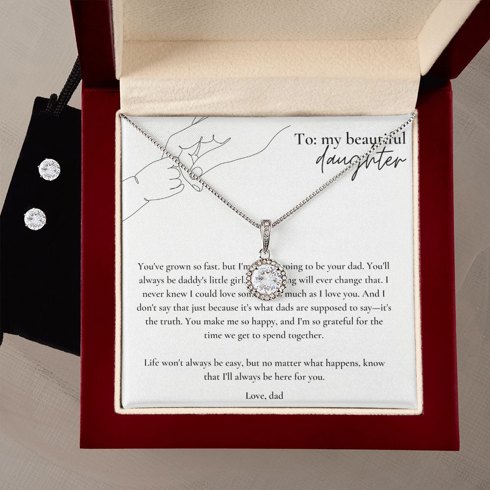 Eternal Hope Necklace and Earring Set: To Daughter Love Dad