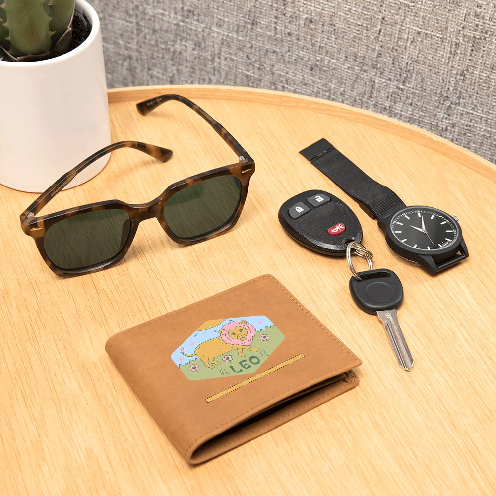 Genuine Leather Wallet: Leo Zodiac Sign