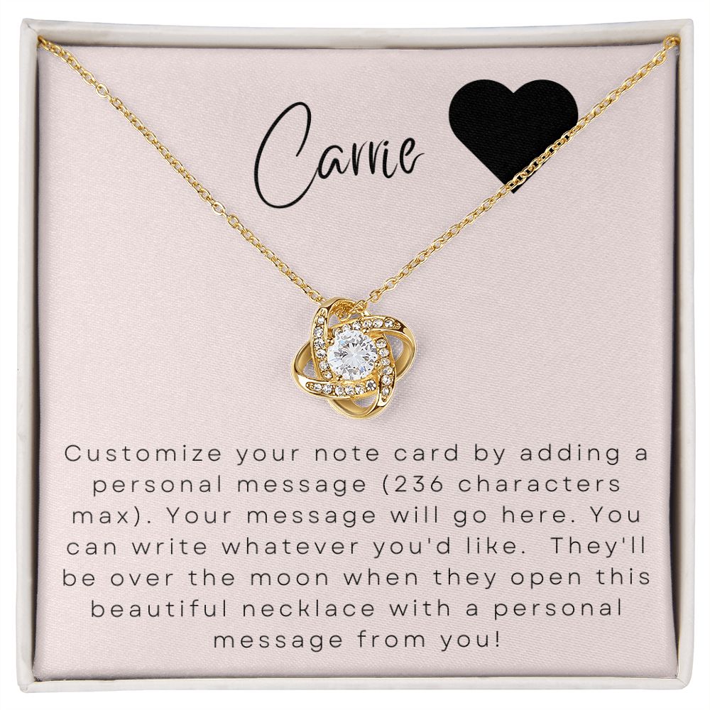 Love Knot Necklace: Custom Message Card