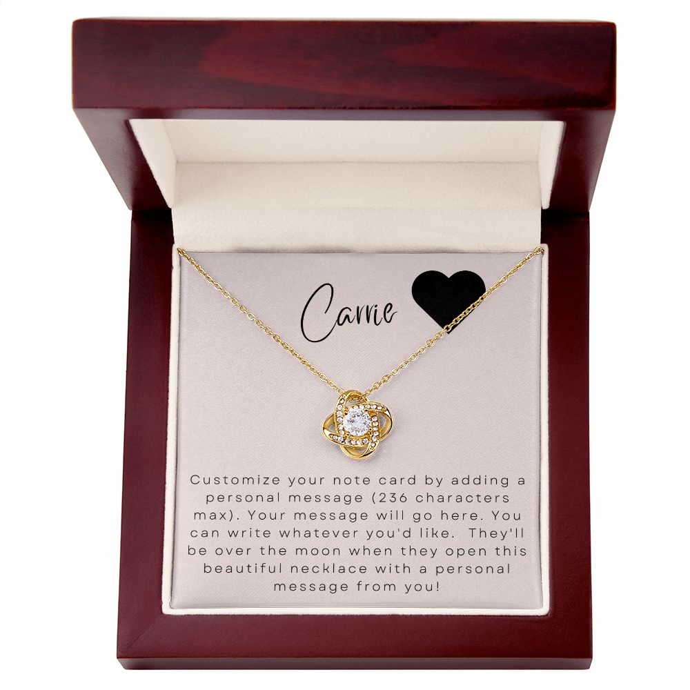 Love Knot Necklace: Custom Message Card
