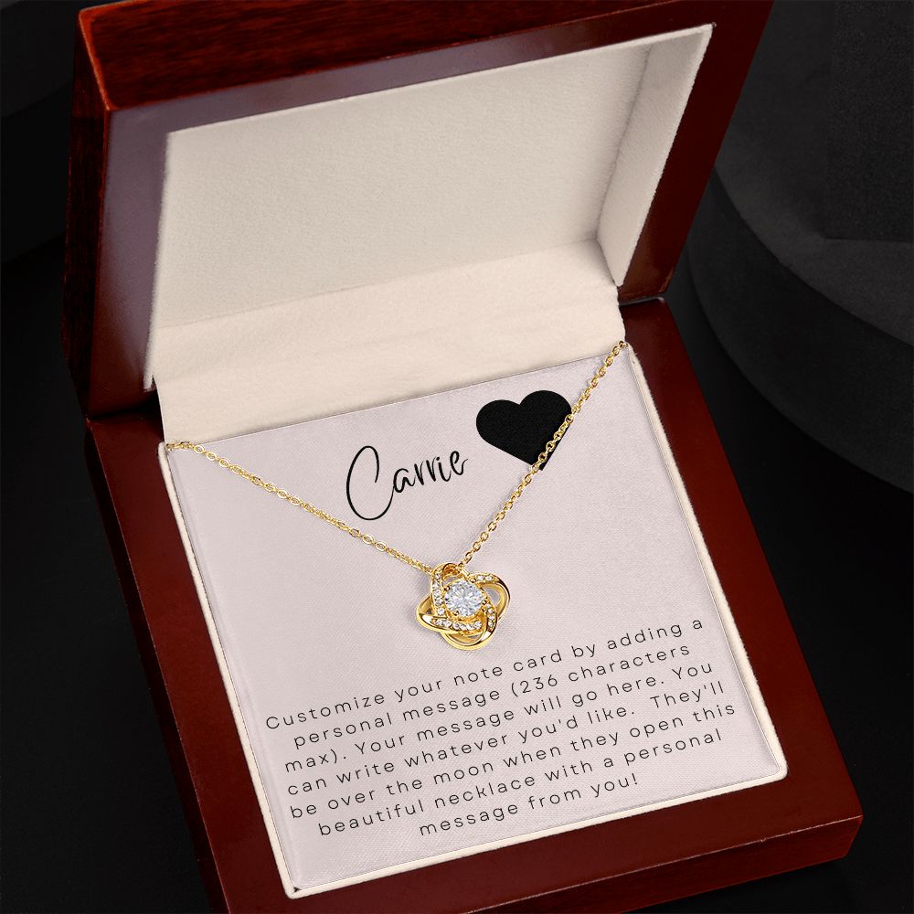 Love Knot Necklace: Custom Message Card