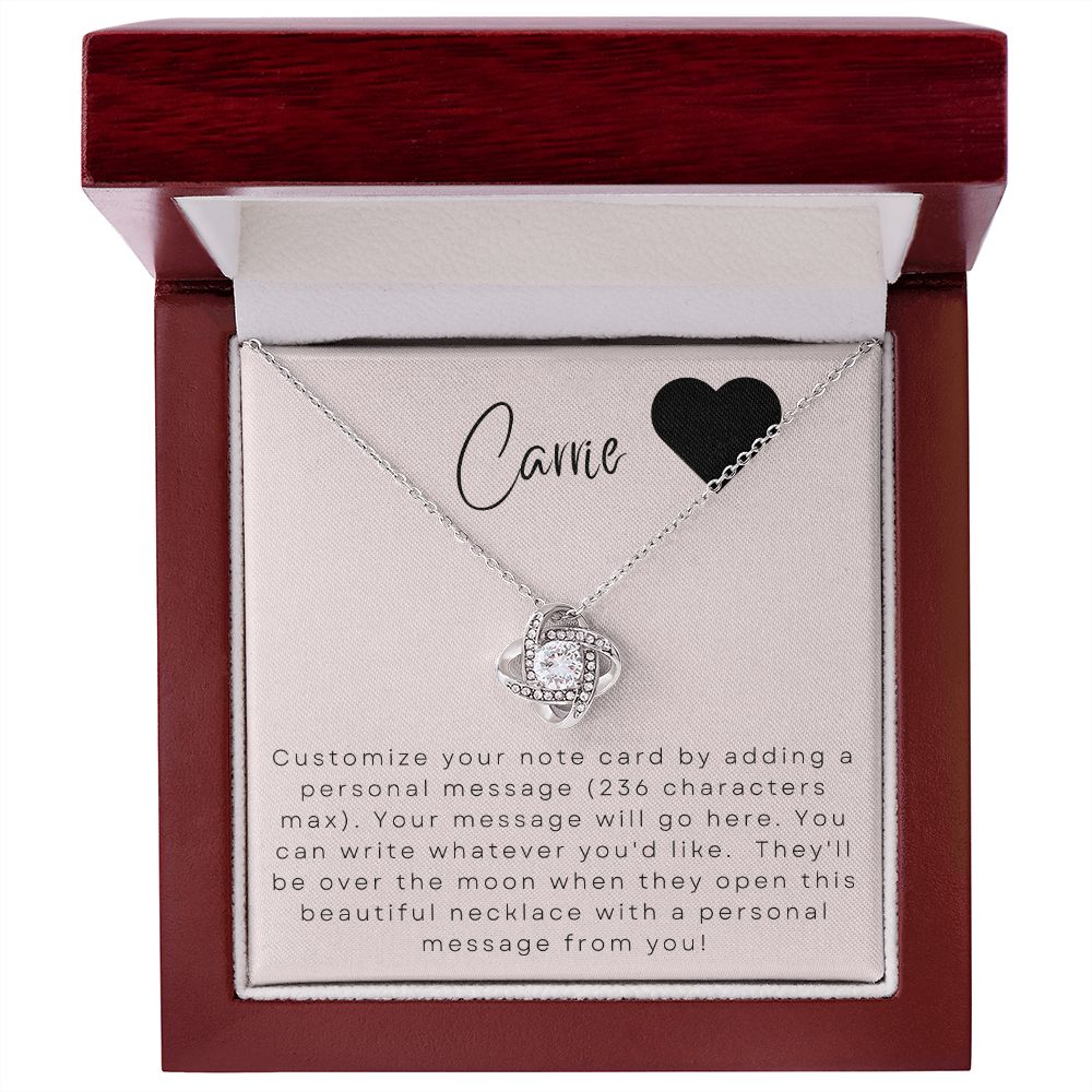 Love Knot Necklace: Custom Message Card