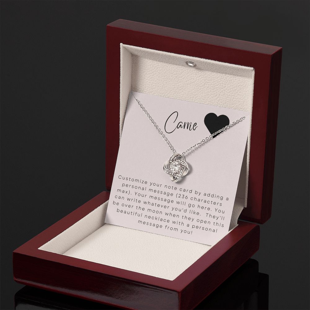 Love Knot Necklace: Custom Message Card
