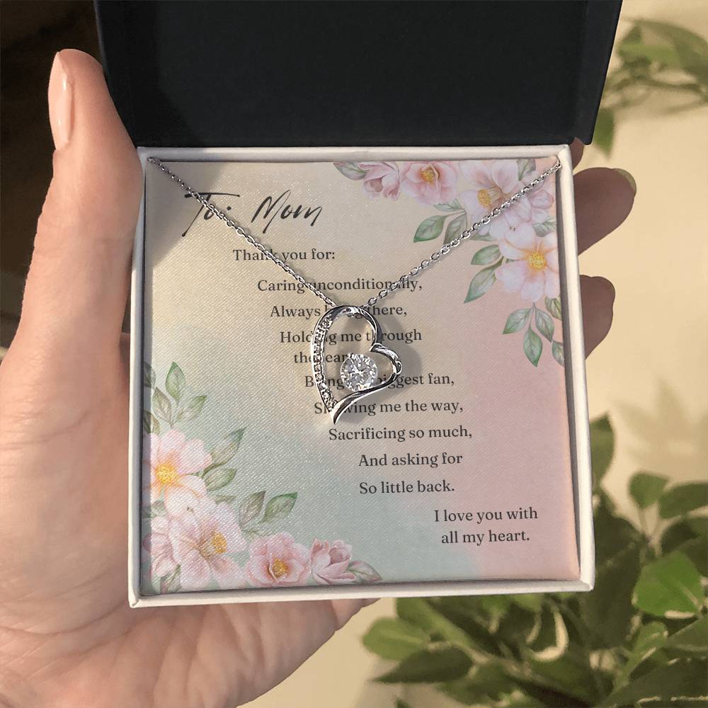 Forever Heart Necklace: To Mom - Thank you