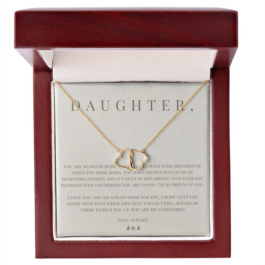 Two Hearts Entwined  Diamond Necklace: To Daughter Love Mum