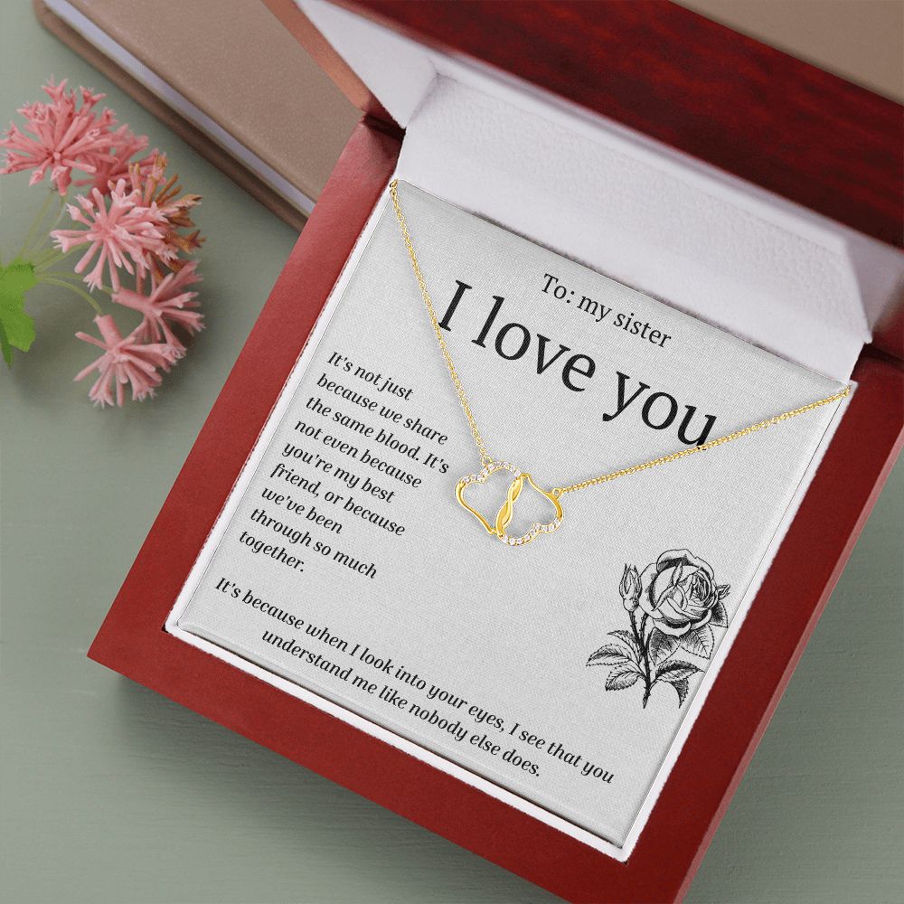 Two Hearts Entwined Diamond Necklace: To My Sister