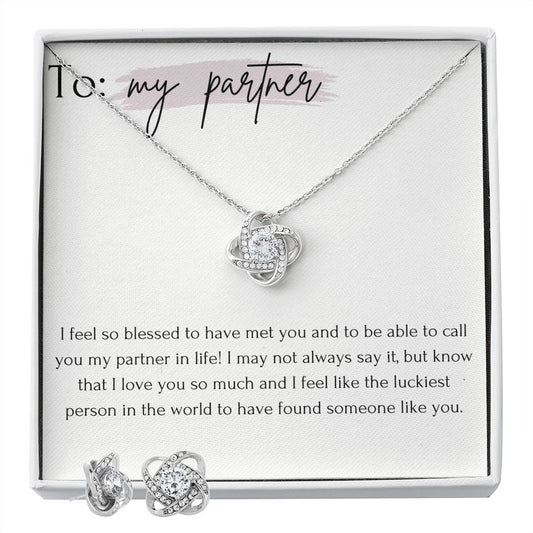 Love Knot Necklace and Earring Set: My Partner