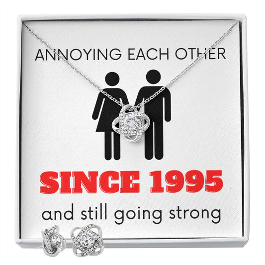 Love Knot Necklace Set: Annoying Each Other Since 1995 (the year is customizable)