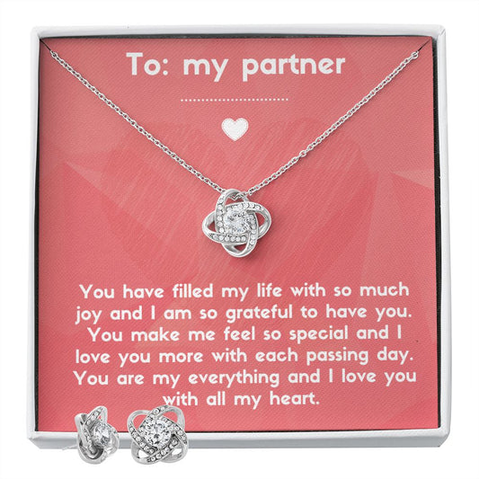 Love Knot Earring & Necklace Set: You Have Filled My Life With So Much Joy