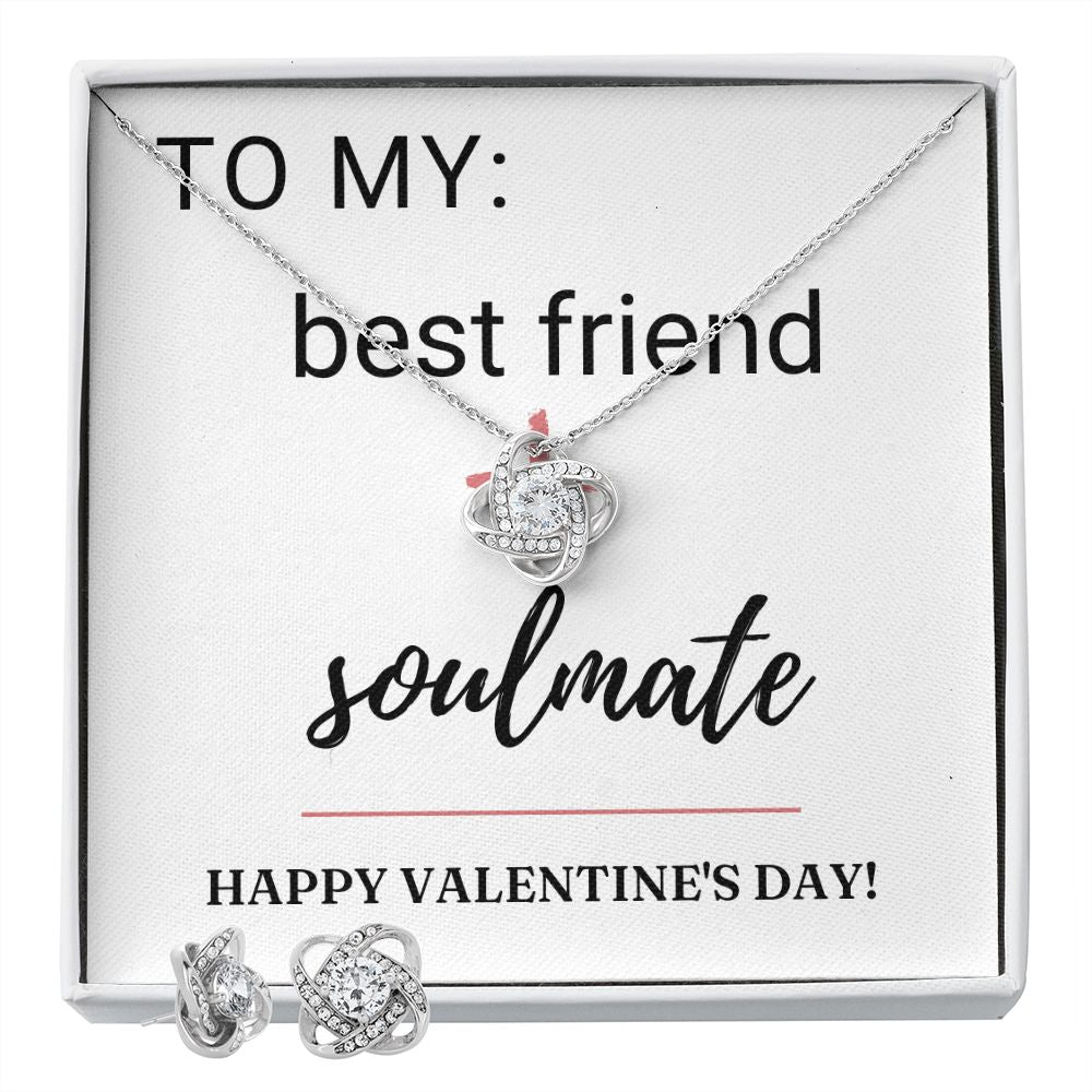 Love Knot Earring & Necklace Set: Best Friend + Soulmate