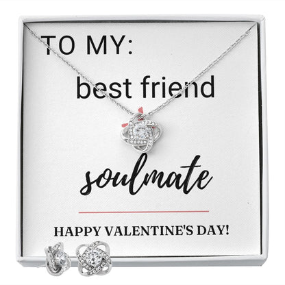 Love Knot Earring & Necklace Set: Best Friend + Soulmate