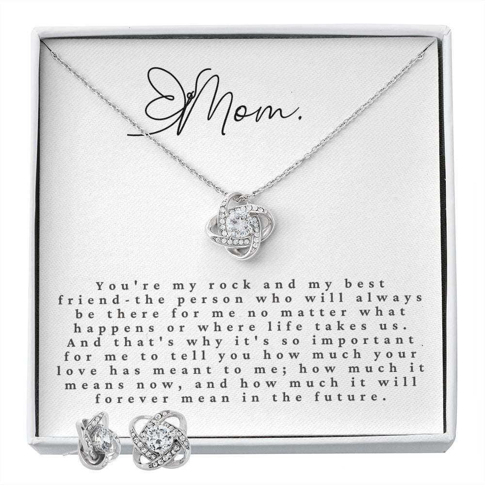 Love Knot Earring and Necklace Set: Mom