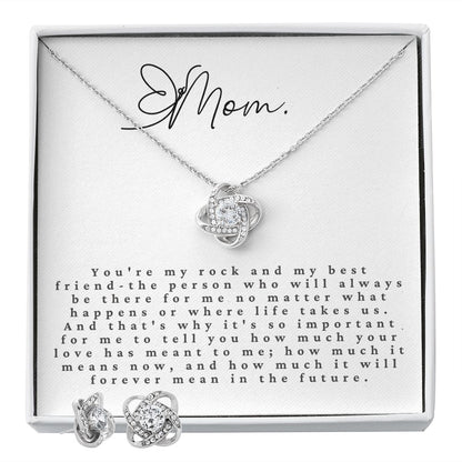 Love Knot Earring and Necklace Set: Mom