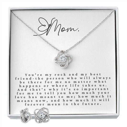 Love Knot Earring and Necklace Set: Mom