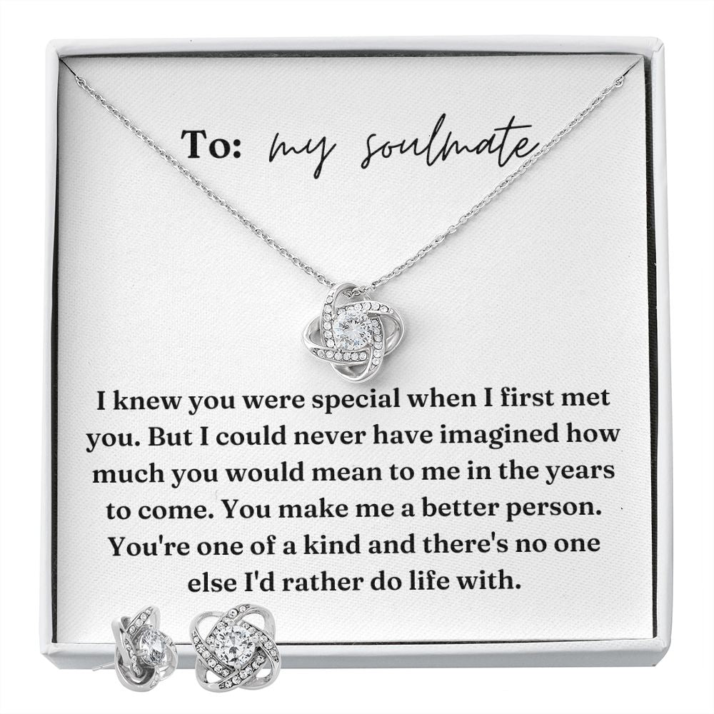 Love Knot Earring and Necklace Set: I Knew You Were Special