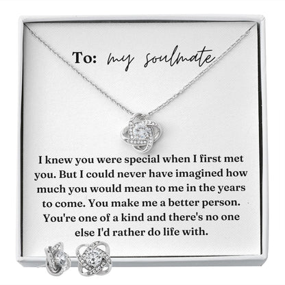 Love Knot Earring and Necklace Set: I Knew You Were Special