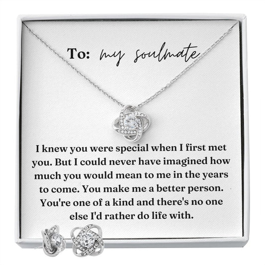 Love Knot Earring and Necklace Set: I Knew You Were Special