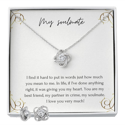 Love Knot Necklace and Earring Set: My Soulmate