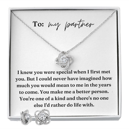 Love Knot Necklace and Earring Set: I Knew You Were Special