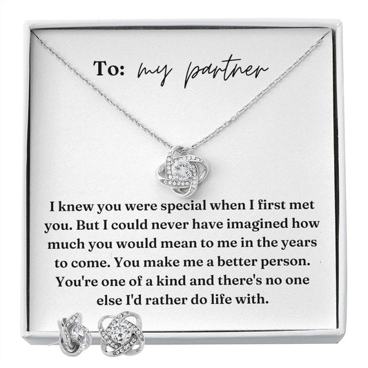 Love Knot Necklace and Earring Set: I Knew You Were Special