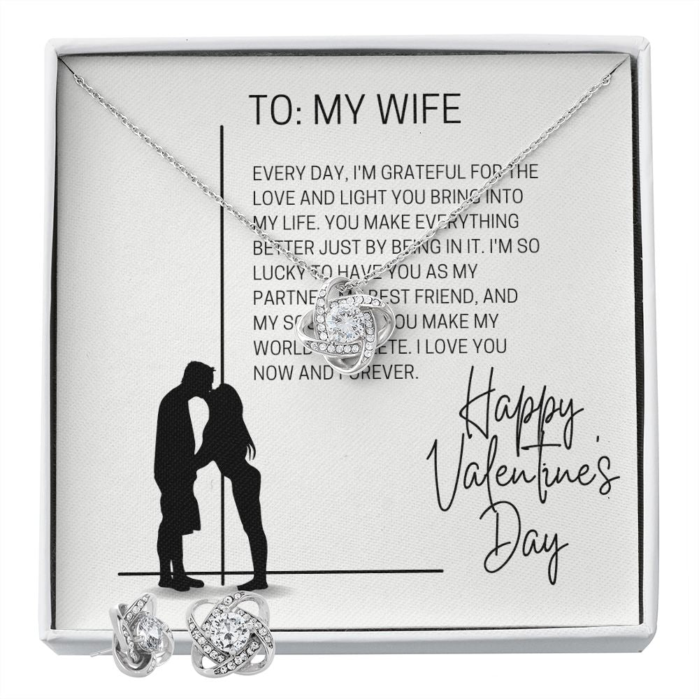 Love Knot Earring & Necklace Set: Every Day I'm Grateful