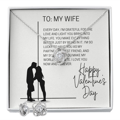 Love Knot Earring & Necklace Set: Every Day I'm Grateful