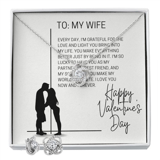 Love Knot Earring & Necklace Set: Every Day I'm Grateful