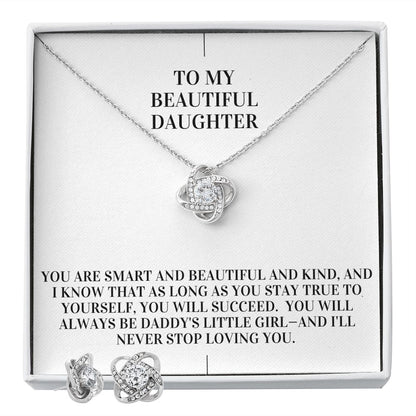 Love Knot Necklace and Earring Set - To My Beautiful Daughter From Dad