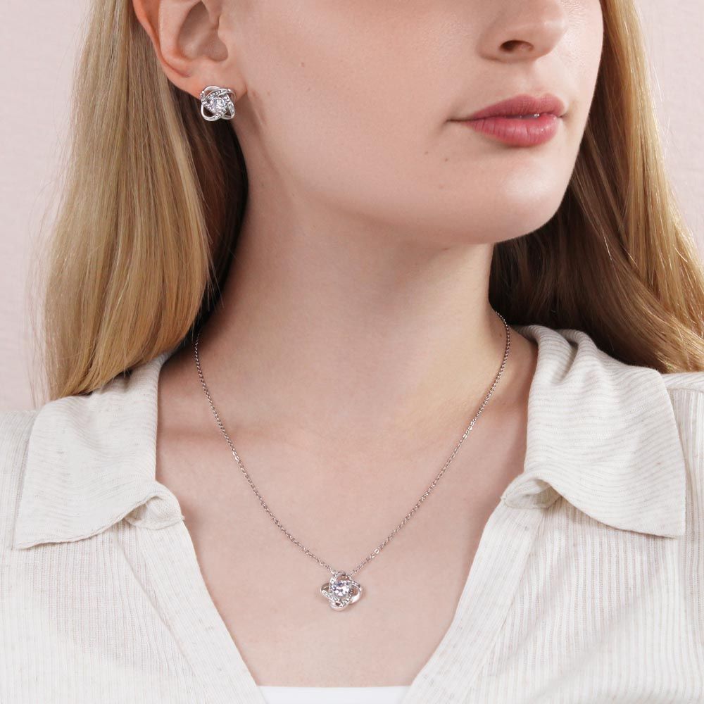 Love Knot Necklace and Earring Set: Thank You
