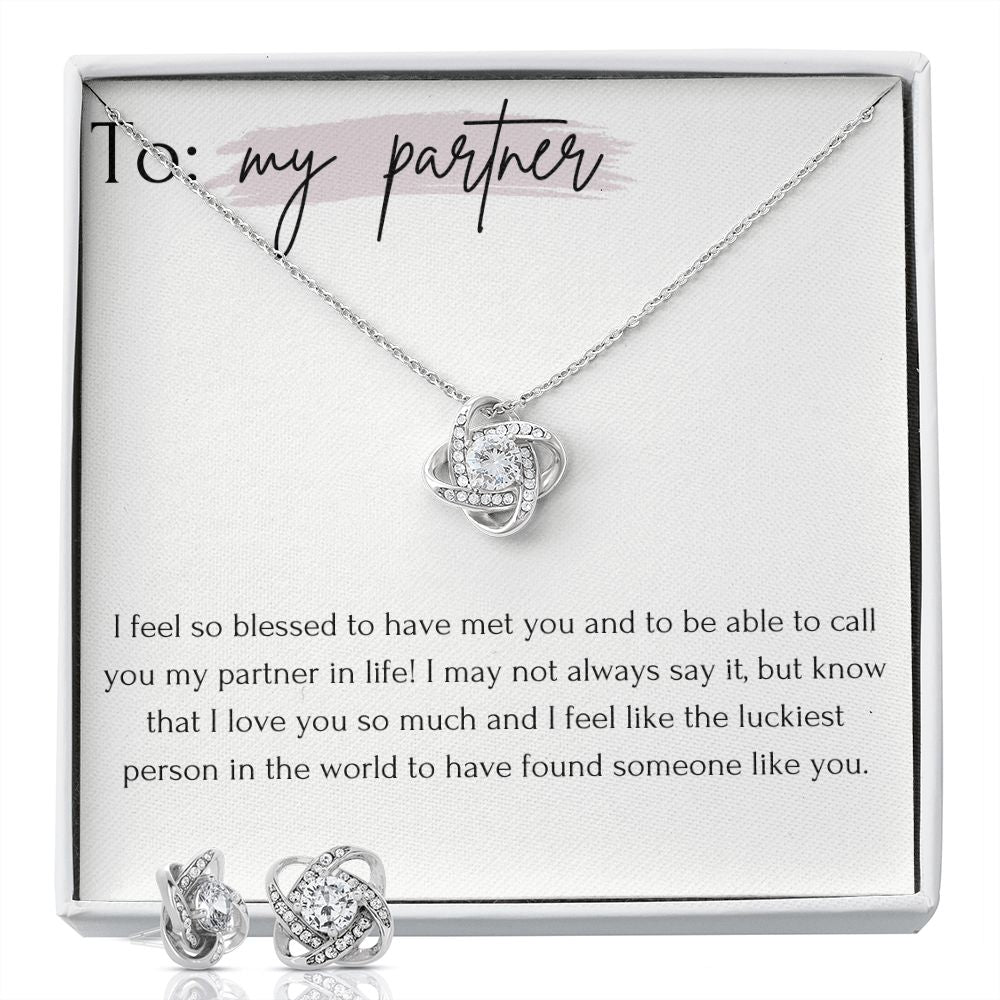 Love Knot Necklace and Earring Set: My Partner