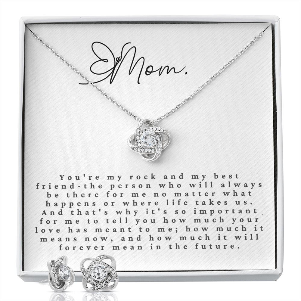 Love Knot Earring and Necklace Set: Mom