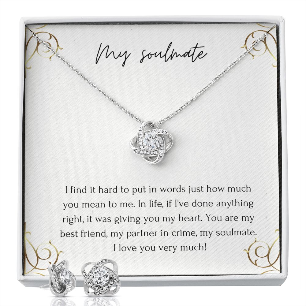 Love Knot Necklace and Earring Set: My Soulmate