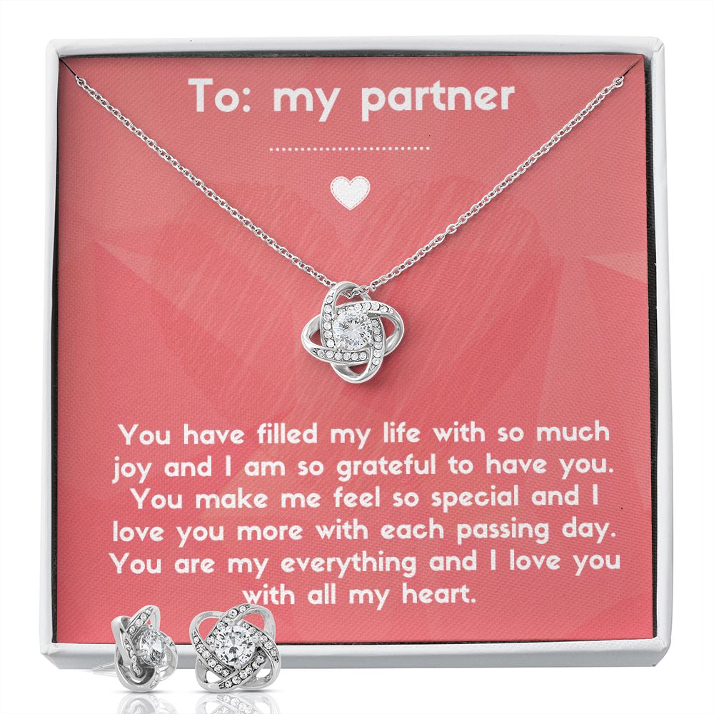 Love Knot Earring & Necklace Set: You Have Filled My Life With So Much Joy
