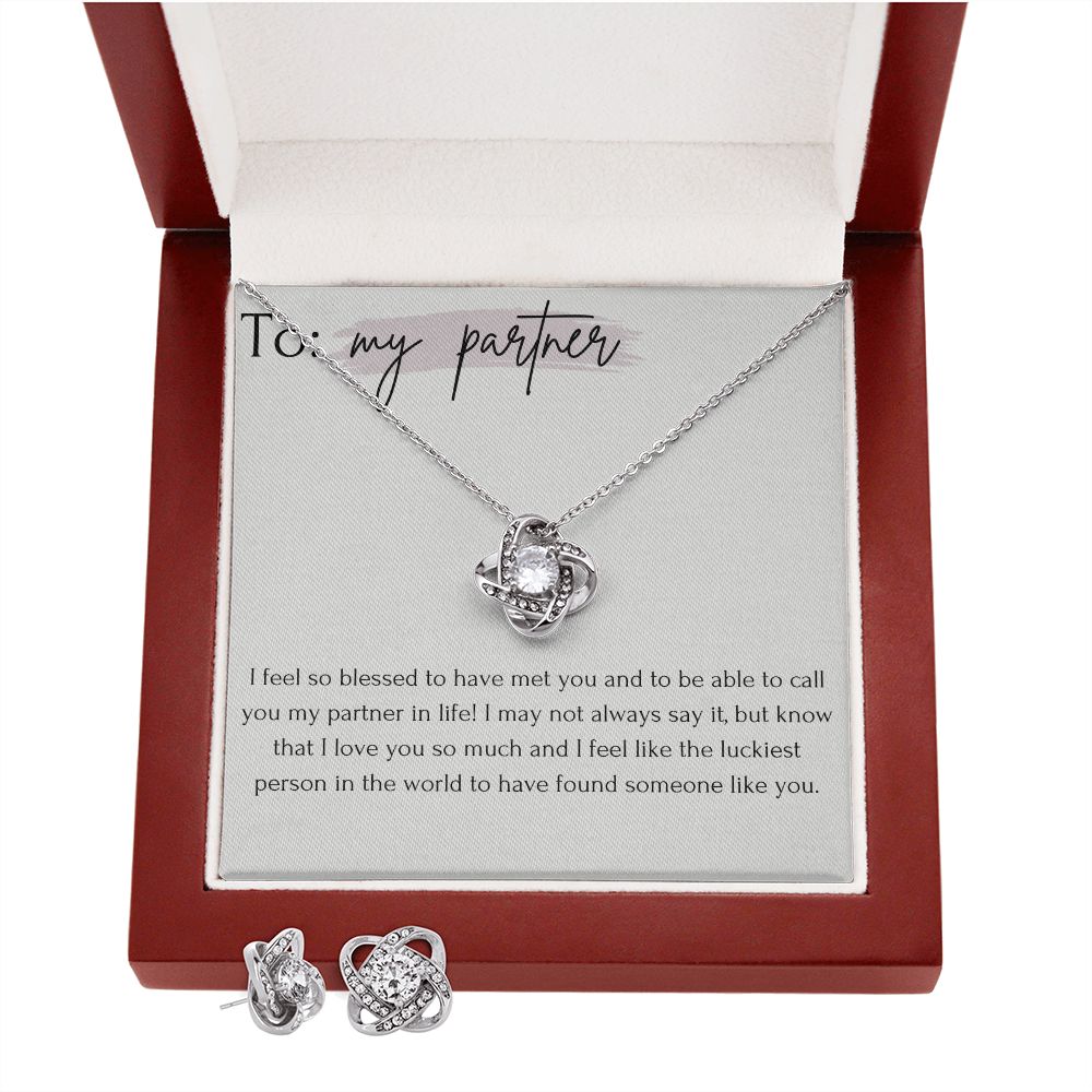 Love Knot Necklace and Earring Set: My Partner