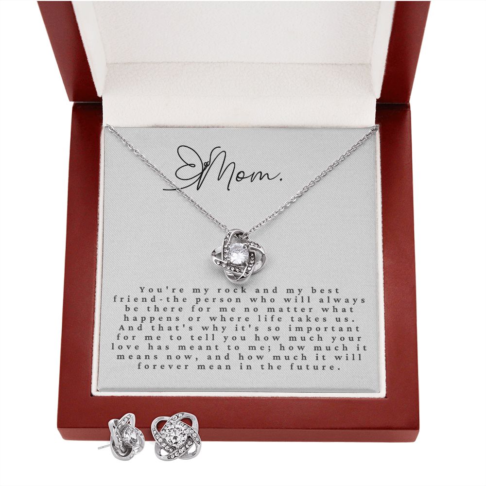 Love Knot Earring and Necklace Set: Mom