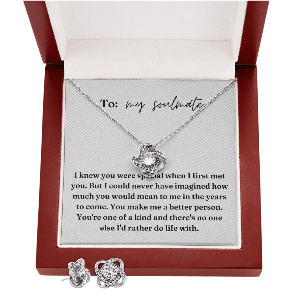 Love Knot Earring and Necklace Set: I Knew You Were Special