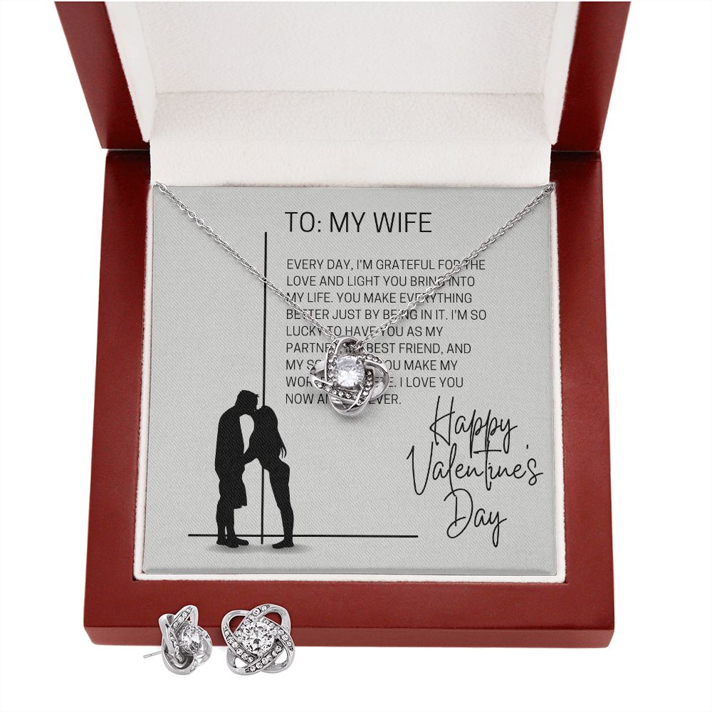 Love Knot Earring & Necklace Set: Every Day I'm Grateful