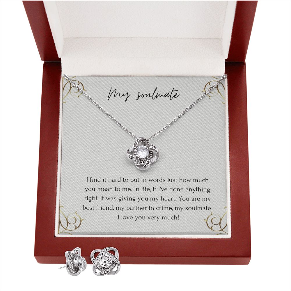 Love Knot Necklace and Earring Set: My Soulmate