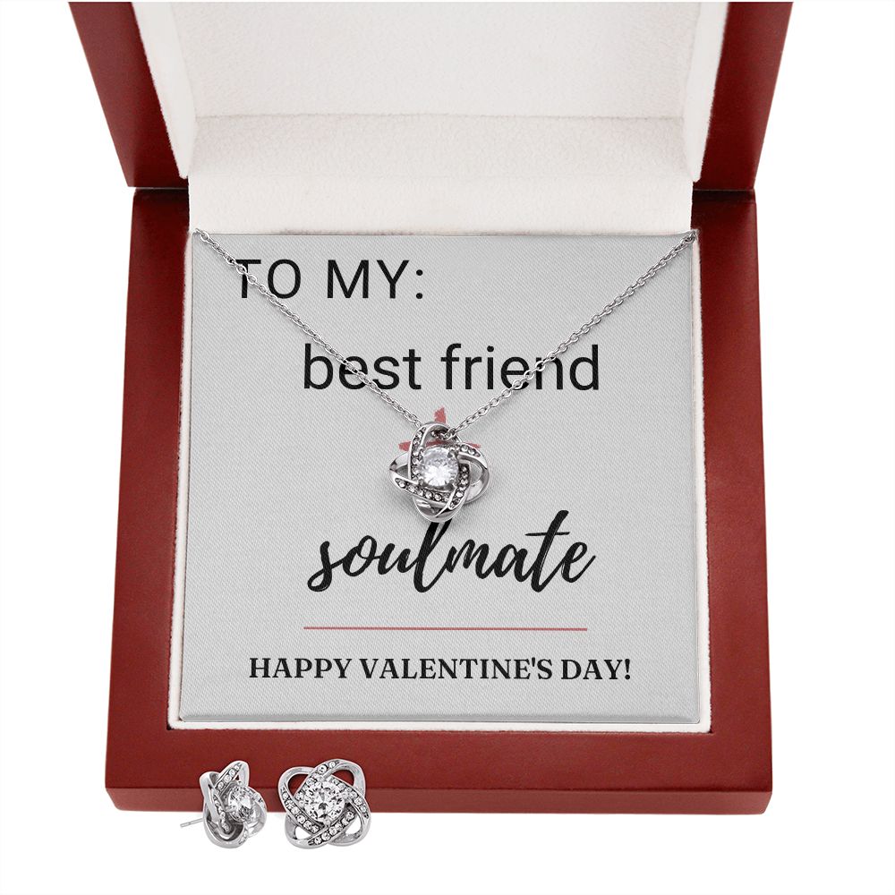 Love Knot Earring & Necklace Set: Best Friend + Soulmate