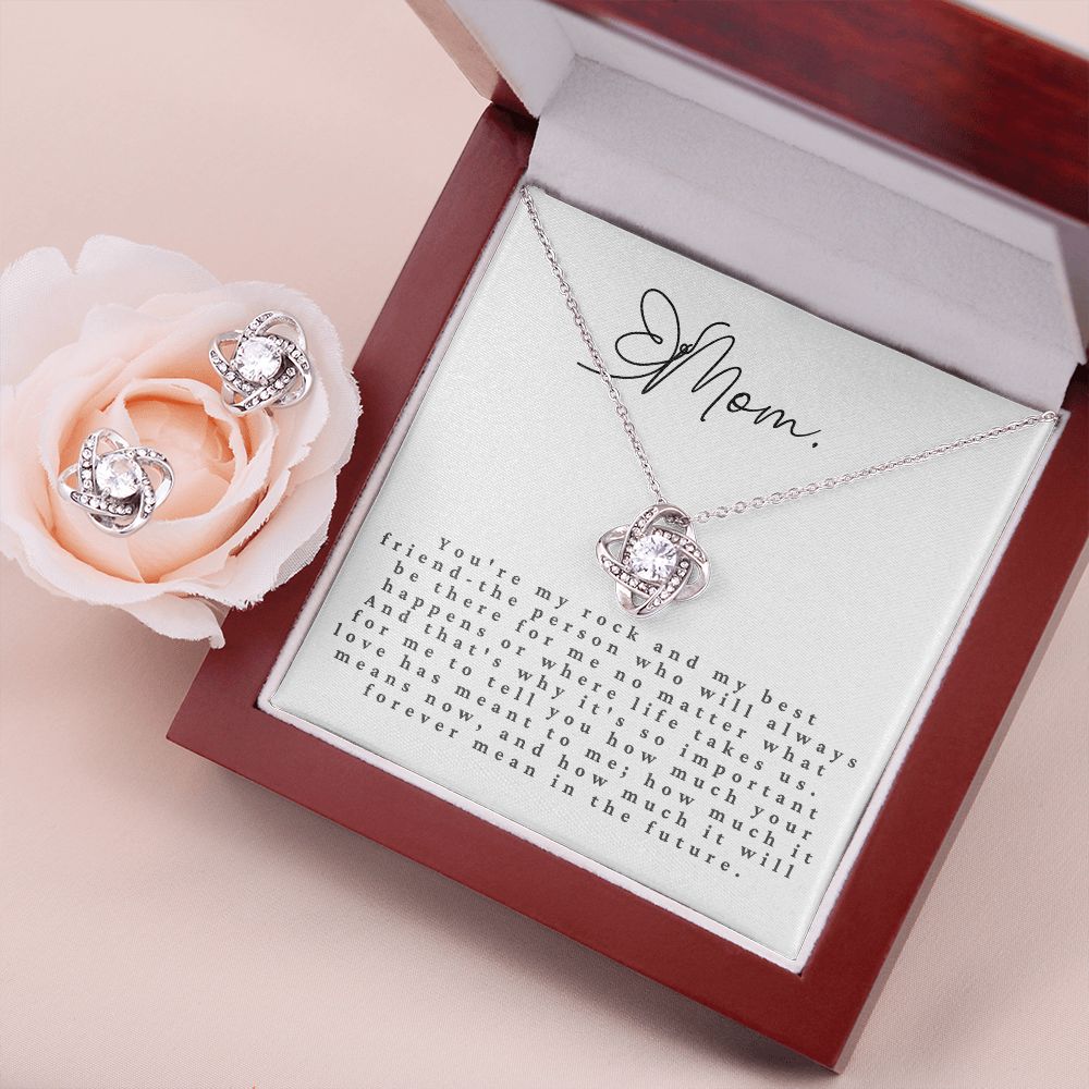 Love Knot Earring and Necklace Set: Mom