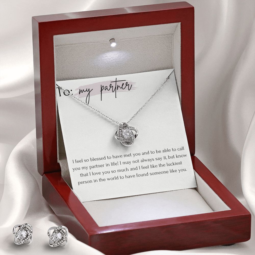Love Knot Necklace and Earring Set: My Partner