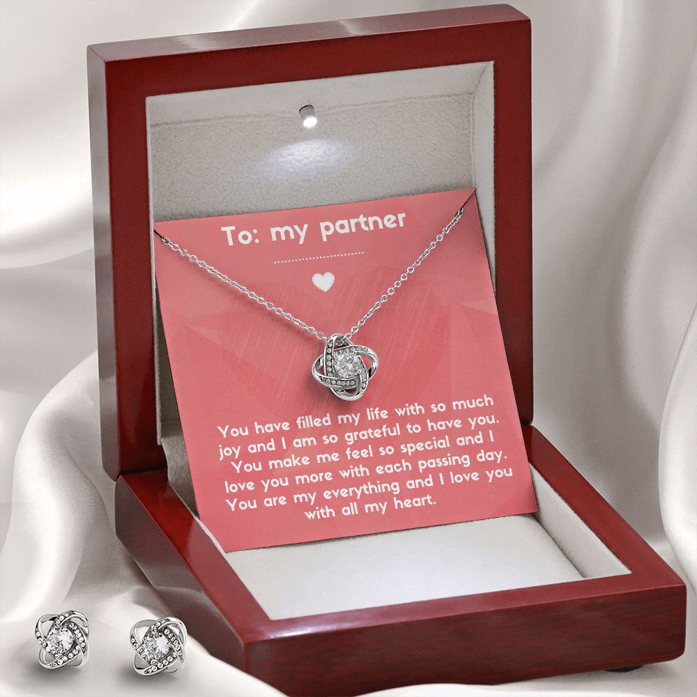 Love Knot Earring & Necklace Set: You Have Filled My Life With So Much Joy