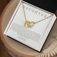 Interlocking Hearts' Necklace: Daughter - Love Mom and Dad