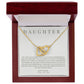 Interlocking Hearts' Necklace: Daughter - Love Mom and Dad