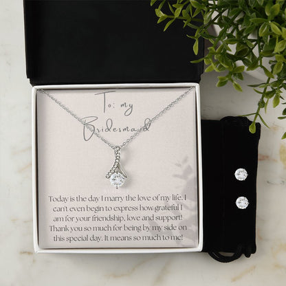Alluring Beauty Necklace and Earring Set: To My Bridesmaid
