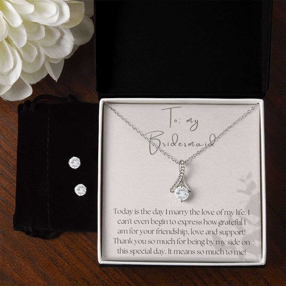 Alluring Beauty Necklace and Earring Set: To My Bridesmaid