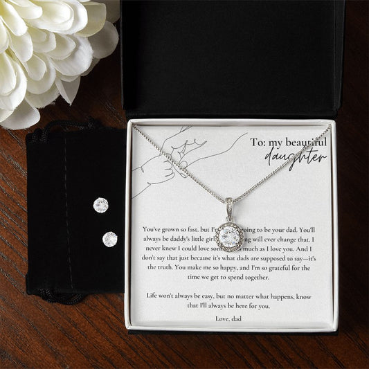 Eternal Hope Necklace and Earring Set: To Daughter Love Dad