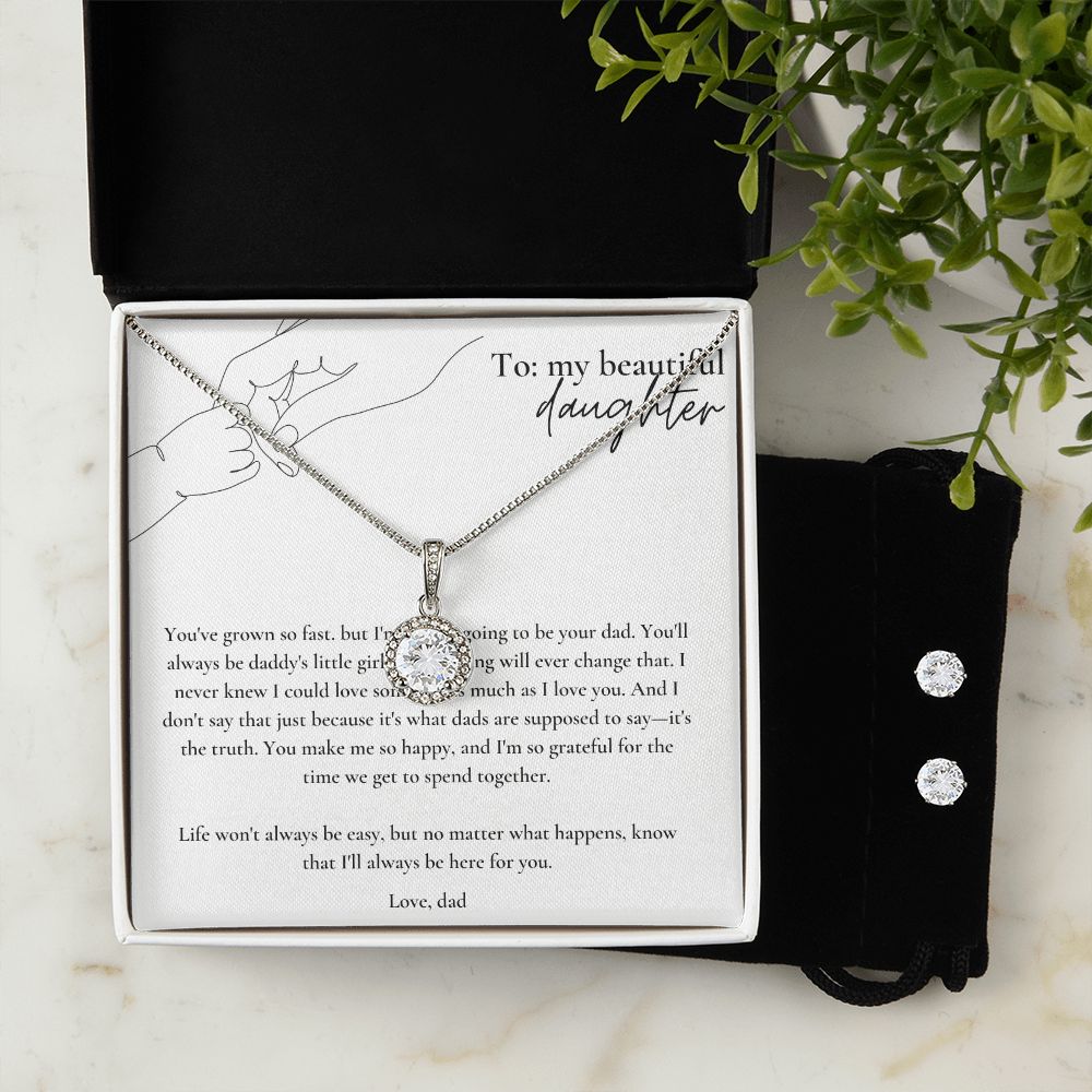 Eternal Hope Necklace and Earring Set: To Daughter Love Dad